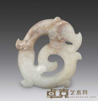 清 玉刻龙凤纹珮 6.5×5.5cm